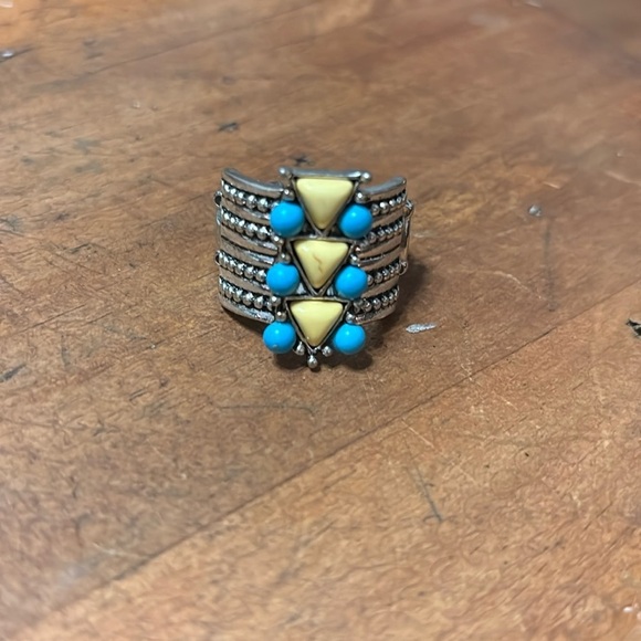 Turquoise and Yellow Statement Ring - Picture 3 of 3